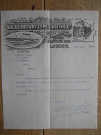 Letter 1904 LONDON - WILLESDEN - The WICKS ROTARY TYPE-CASTING C° - Manufacture Machine For Compositing Typography - United Kingdom