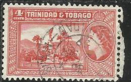 TRINIDAD AND E TOBAGO 1953 QUEEN ELIZABETH II REGINA ELISABETTA MEMORIAL PARK CENT. 4c USATO USED OBLITERE' - Trinidad Y Tobago
