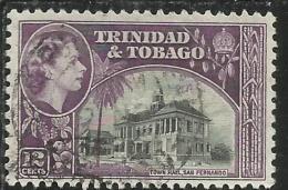 TRINIDAD AND E TOBAGO 1953 QUEEN ELIZABETH II REGINA ELISABETTA TOWN HALL SAN FERNANDO CENT. 12c USATO USED OBLITERE' - Trindad & Tobago (...-1961)