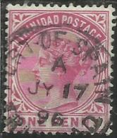 TRINIDAD 1883 1884  QUEEN VICTORIA REGINA VITTORIA ONE PENNY 1p USATO USED OBLITERE' - Trinidad Y Tobago
