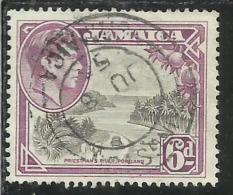 JAMAICA GIAMAICA GREAT BRITAIN GRAN BRETAGNA 1938 1951 KING GEORGE VI RE PRIESTMAN'S RIVER PORTLAND 6p 6 P USATO USED - Jamaica (...-1961)