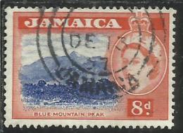 JAMAICA GIAMAICA GREAT BRITAIN GRAN BRETAGNA 1956 QUEEN ELIZABETH II REGINA BLUE MOUNTAIN PEAK 8p 8 P USATO USED OBLITER - Jamaica (...-1961)