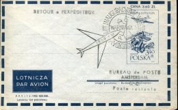 8373 Poland,  Cover Stationery 1959 Flight Inauguration From Warszawa To Amsterdam - Posta Aerea