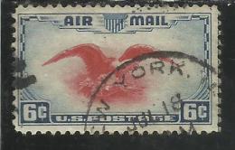 UNITED STATES STATI UNITI USA 1938 AIR MAIL POSTA AEREA EAGLE HOLDING SHIELD CENT. 6 6c USATO USED - 1a. 1918-1940 Usati