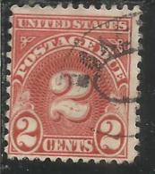 UNITED STATES STATI UNITI USA 1930 POSTAGE DUE SEGNATASSE TASSE CENT. 2 2c USATO USED OBLITERE´ - Franqueo