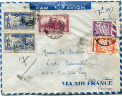 COTE D´IVOIRE LETTRE PAR AVION DEPART BOBO DIOULASSO ?-?-42 COTE D´IVOIRE TAXEE A L'ARRIVEE A LYON 13-8-42 RHONE - Storia Postale