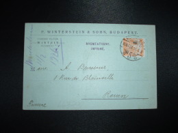 CP Pour La FRANCE TP 800 K OBL. 926 FEB 11 BUDAPEST + WINTERSTEIN & SOHN HARICOTS SECS DE HONGRIE - Storia Postale