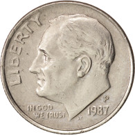 Monnaie, États-Unis, Roosevelt Dime, Dime, 1987, U.S. Mint, Philadelphie, TTB+ - 1946-...: Roosevelt