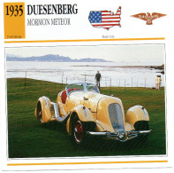 Duesenberg Model Meteor 1935 (derrière Il Y A Un Texte Sur Les Caracteristiques De La Voiture) - Cars