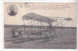 BIPLAN HENRI FARMAN - PILOTE MAURICE HERBSTER - AVIATION - AVIATEUR - ETAMPES POUR PARIS - CPA - Aviadores