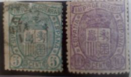 ESPAGNE ESPAÑA SPANIEN SPAIN ESPAÑA  1874 Escudos-ARMS SET ED 154-55 MI ZWANGS-KM 3-4 YV I.G. 3-4 SG W228b+W229 SC MR3-4 - Used Stamps