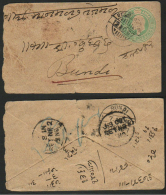 India  1907  KE  1/2A  Postal Stationary Envelope  DELHI / BUNDI  Railway T.P.O.   #  90713  Inde  Indien - 1902-11 King Edward VII