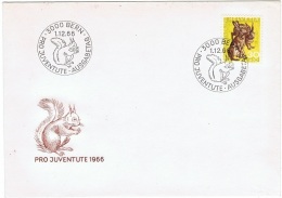 Delcampe - RON-L5 - SUISSE FDC Pro Juventute 1966 Lièvres Obl. écureuil - Nager