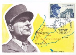 FRANCE Carte Maximum Yvert N° 1639  Maréchal De LATTRE DE TASSIGNY 25ème Ann Armistice 8 Mai 1945 Obl 1er J Illustrée - Other & Unclassified