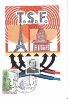 FRANCE Carte Maximum Yvert N° 1770 E. DUCRETET 75ème Ann Liaison TSF Tour Eiffel-Panthéon  Obl 1er J Illustrée - Other & Unclassified
