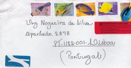 TIMBRES - STAMPS - LETTRE RECOMMANDÉ POUR PORTUGAL - AFRIQUE DU SUD - TIMBRES DIVERS OISEAUX ET POISSONS - Lettres & Documents