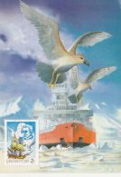 41538- JAMES COOK ANTARCTIC EXPEDITION, ICEBREAKER, GULLS, SHIP, MAXIMUM CARD, 1987, HUNGARY - Expéditions Antarctiques