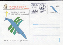 41545- BLUE WHALE, BELGICA ANTARCTIC EXPEDITION, SHIP, E. RACOVITA, COVER STATIONERY, 1997, ROMANIA - Expéditions Antarctiques