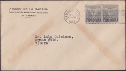 1944-H-25 CUBA 1944 SOBRE DEL ATENEO DE LA HABANA. SEMIPOSTAL V. - Cartas & Documentos