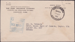 1951-H-36 CUBA 1951 SOBRE OFICIAL FFCC. RAILROAD Co, CAMAGUEY. FERROCARRIL - Lettres & Documents