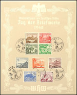 1940, Tag Der Briefmarke, Gedenkblatt Mit Pass. MiNr. 730/38 Und Entspr. SST Wien 1, 7.1.1940, Aufl. 2000, Tadellos... - Autres & Non Classés