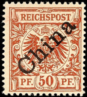 50 Pf. Diagonalaufdruck Tadellos Postfrisch, Mi. 100,-, Katalog: 6I **50 Pf. Diagonal 	Overprint In Perfect... - Chine (bureaux)