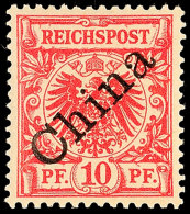 10 Pf. Diagonalaufdruck Tadellos Postfrisch, Mi. 120,-, Katalog: 3Ia **10 Pf. Diagonal 	Overprint In Perfect... - Chine (bureaux)