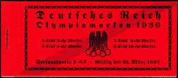 Markenheftchen "Olympische Spiele 1936", Type 2 = Dritte Deckelseite Bedruckt, Tadellos Postfrisch, Mi. 1.000.-,... - Carnets