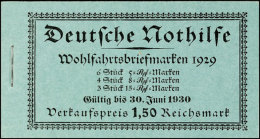 Markenheftchen "Nothilfe 1929", Type 3, Tadellos Postfrisch, Fotoattest A. Schlegel BPP: "Die Erhaltung Ist... - Carnets