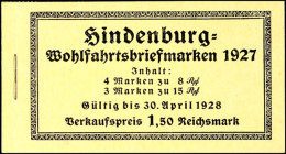Markenheftchen "Hindenburgspende 1927", Type 2A, Tadellos Postfrisch, Mi. 600.-, Katalog: MH24.2A **Stamp... - Carnets