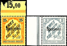 2 Bis 25 Pf. Zähldienstmarken Für Baden, Aufdruck "Specimen", Je Postfrisches Randstück (2 Und 25... - Autres & Non Classés