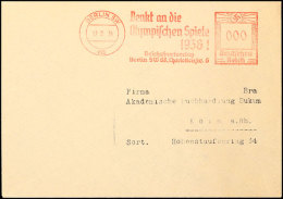 1936, Berlin, Brief Mit Probeabschlag Des Roten Freistempels "BERLIN SW 68 / 17-2-36 / Denkt An Die Olympischen... - Autres & Non Classés