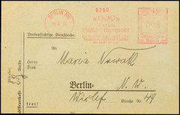 1936, Berlin, Behördenbrief Mit Rotem Freistempler Mit Reklametext "1936 Berlin Stadt Der Olympiade" ... - Autres & Non Classés