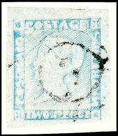 2 P. Graublau, Breitrandig A. Kl. Briefstück, Min. Knittrig, Gepr. Bühler, SG-No. 25, 1100,- GBP,... - Maurice (1968-...)