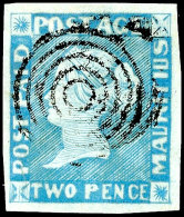 2 P. Blau A. Bläulichem Papier, "Early Impression", Allseits Voll-/breitrandig, Klar Entwertet Mit Stummen... - Maurice (1968-...)