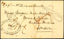"GENERAL POST OFFICE CAPE OF GOOD HOPE 1 SEP 1835", Großer Ovalstempel Mit Krone Und Ra2 "INDIA LETTER DEAL"... - Cap De Bonne Espérance (1853-1904)