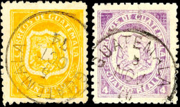 4 R. Violett (signiert Thier) Und 1 P. Orangegelb, Sauber Gestempelt, Katalog: 4/6 O4 R. Violet (signed Thier)... - Guatemala