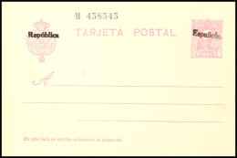 1931, 15 C. Ganzsachenkarten Mit Handstempel-Aufdruck "Republica/Espanola", Ungebraucht, Waagerechte Druckspur,... - Autres & Non Classés