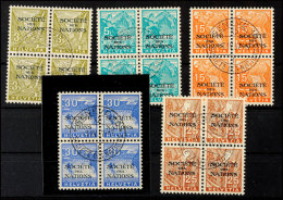 Freimarken 3 - 30 C Im Gestempelten Viererblocks Mit Verschiedenen Daten, Katalog: 42/46 OPostal Stamps 3 - 30... - Autres & Non Classés