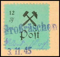 12 Pf. Schwarz A. Grün, Type IV, Tadellos A. Briefstück, Gepr. Zierer BPP, Mi. 200.-, Katalog: 25IV... - Grossraeschen