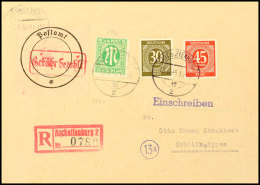 Postverschlusszettel Mit Zusatzfrankatur A. R.-Brief Von Aschaffenburg Nach Schöllkrippen Vom 13.6.46, Rs.... - Aschaffenburg