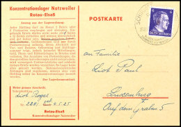 KZ Natzweiler: 1943, Vordruckkarte Mit Handschriftlicher Änderung Der Seitenzahl In "1" Und Streichung Des... - Autres & Non Classés