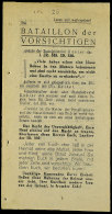 330.I.D.-1/I.R.555, Zweiseit. Flugblatt: Das Batallion Der Vorsichtigen M.Dr.Verm.B.99 29.8.43.2000.  330. I.... - Autres & Non Classés