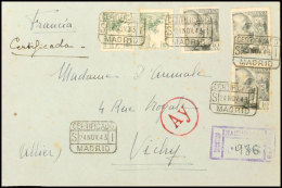 BP Bordeaux: 1943, Frankierter R-Brief Aus "MADRID 24.NOV.43"  Mit Durchlauf-Zensurstempel "Ay" In Rot Nach Vichy... - Autres & Non Classés