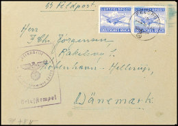 1944, Dänen In Der Wehrmacht, Luftpost-SS-Feldpostbrief Mit Waagerechtem Paar Der Luftpostzulassungsmarke... - Autres & Non Classés