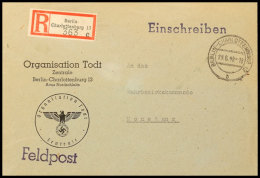 1942, R-Feldpost-Vordruckbrief "Organisation Todt - Zentrale" Aus BERLIN-CHARLOTTENBURG 29.6.42 Nach Konstanz Mit... - Autres & Non Classés