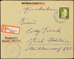 30 Pfg. Hitler-Aufdruckausgabe Für Die R-Gebühr Auf Sonst Portofreiere R-Postsache Aus NIKOLAIEW DDP... - Autres & Non Classés