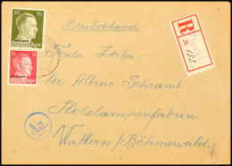 30 Pfg. Und 12 Pfg. Hitler-Aufdruckausgabe Auf R-Brief Aus MOHLENHOF (VISKI) 3.2.43 Mit Altem Lettischen... - Autres & Non Classés