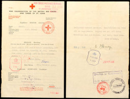 Nachrichtenübermittlung Vom 9.10.42 Auf Formular Vom Britischen Roten Kreuz Von England Nach Guernsey Und... - Autres & Non Classés