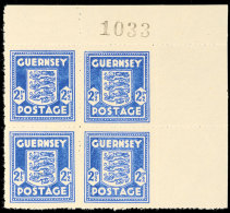 2 1/2 D Ultramarin, Eckrandviererblock, Katalog: 3a **2 + D Ultramarine, Corner Margin Block Of Four,... - Autres & Non Classés